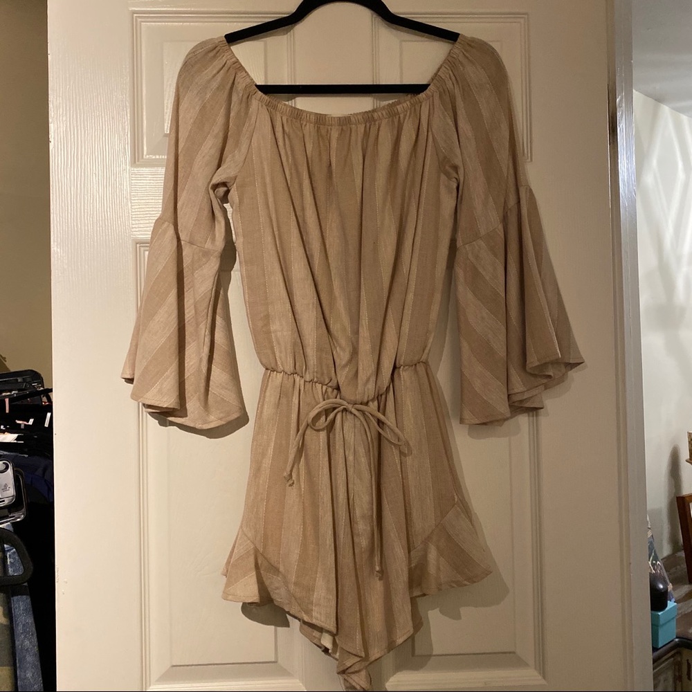 Blue Lemon Tan Linen Romper